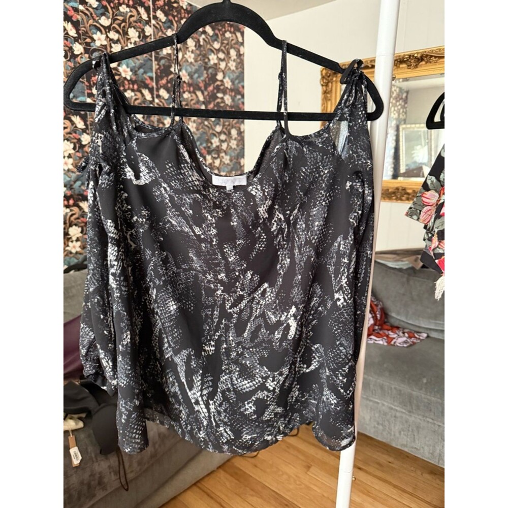 1. State Black & White Cold-Shoulder Camisole